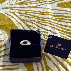Swarovski Silver Ring with Blue Eye Design